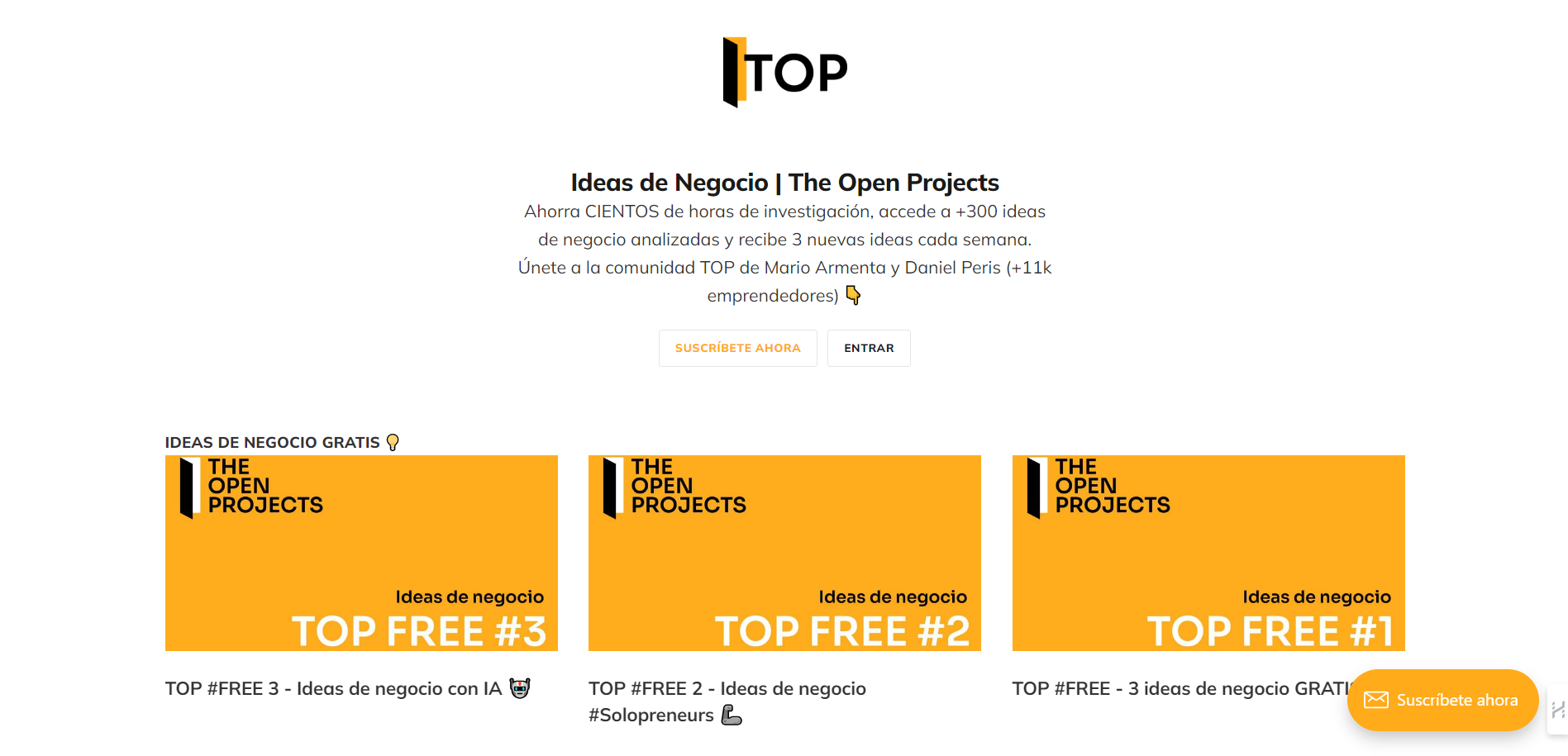 Imagen de la portada de la web de la newsletter The open projects